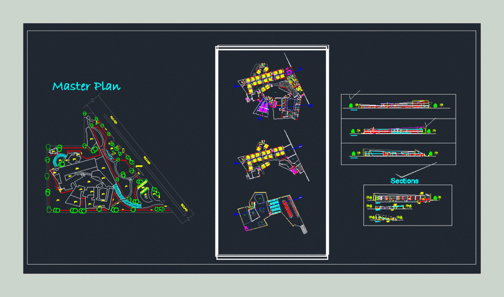 Secondary School DWG Section for AutoCAD