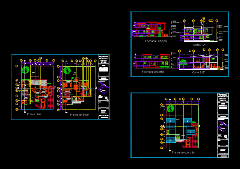 Semi-Residential House DWG Block for AutoCAD