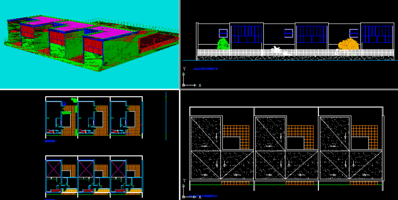 Semidetached Dwelling 3D DWG Section for AutoCAD
