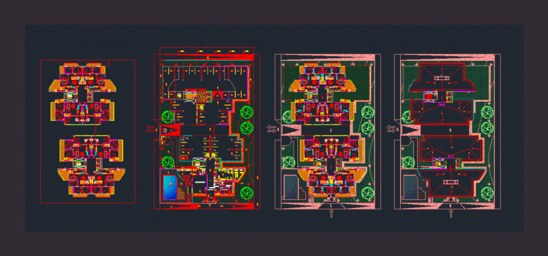 Set Housing Complex DWG Block for AutoCAD