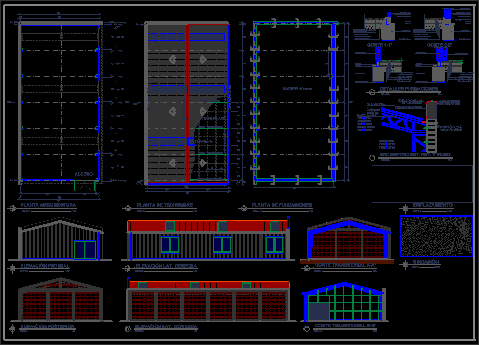 shed steel structures 200m2 dwg detail for autocad