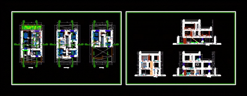 Single Family 3 Levels DWG Block for AutoCAD