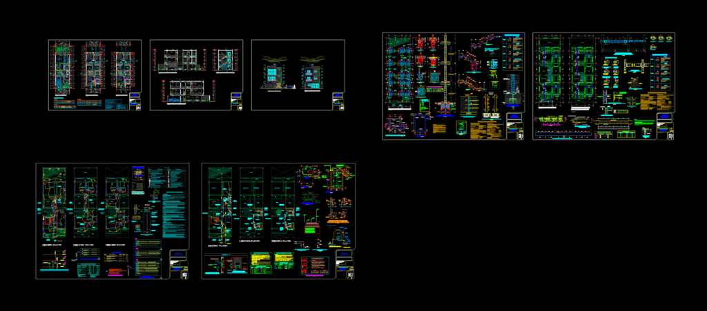 Single Family 3 Levels DWG Section for AutoCAD