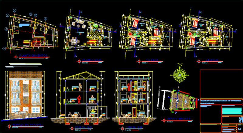 Single Family DWG Block for AutoCAD