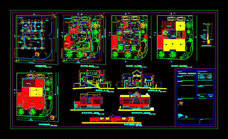 Single Family DWG Block for AutoCAD