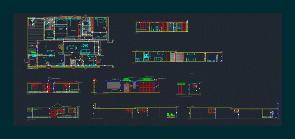 Single Family Home 2D DWG Model for AutoCAD
