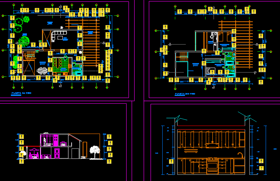 Single Family Small  House  2D DWG Plan  for AutoCAD  