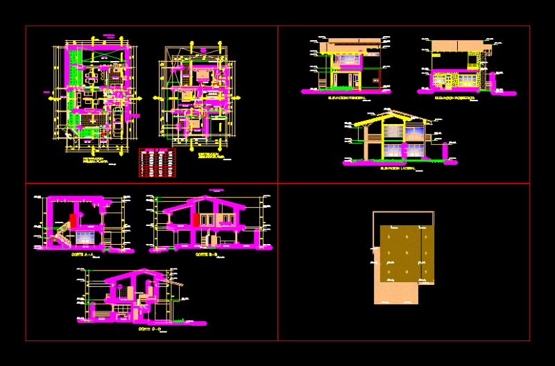 2-Story 3-Bedroom Single Family Home Architectural Plans DWG