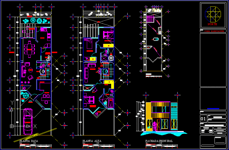 Single Family Home DWG Block for AutoCAD
