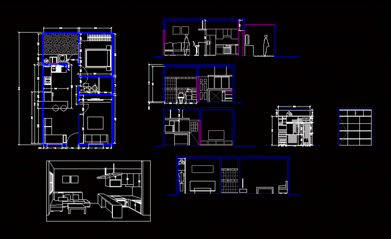 Single Family House with Patio 2D DWG Plan for AutoCAD