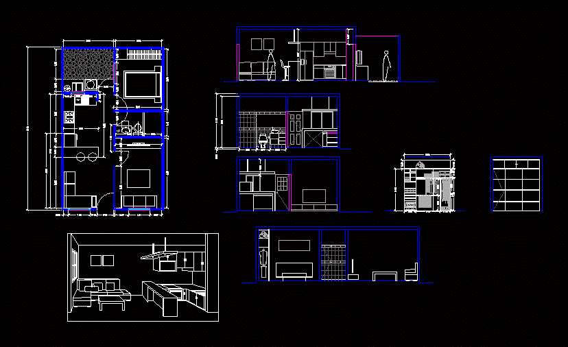 Single Family House  with Patio 2D DWG Plan  for AutoCAD  