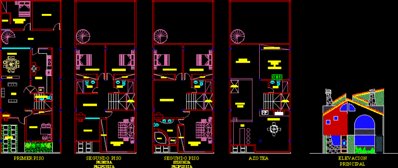 Single Family Home DWG Elevation for AutoCAD