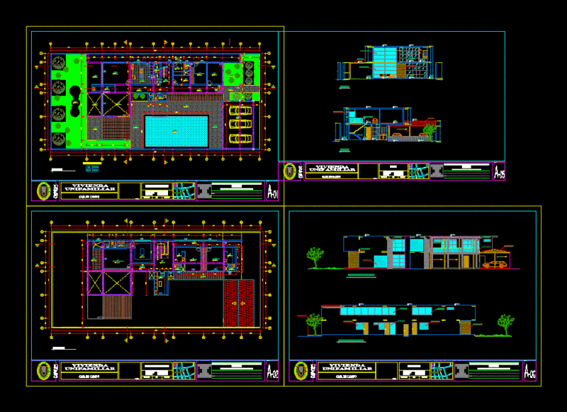 Single Family Home DWG Elevation for AutoCAD