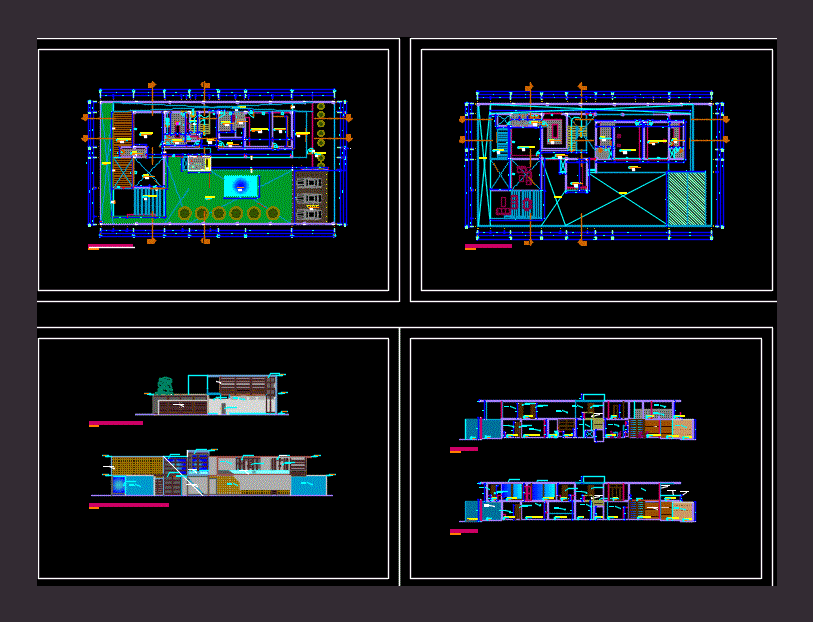 Modern Family House with Pool 2D DWG Plan for AutoCAD ...