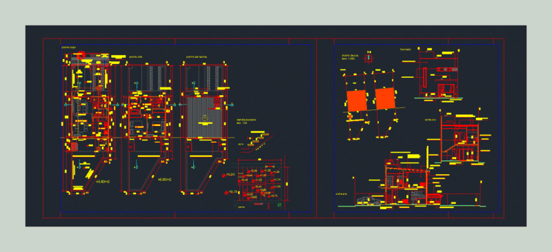 Single Family Home DWG Section for AutoCAD