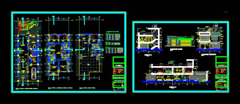 Single Family Home DWG Section for AutoCAD