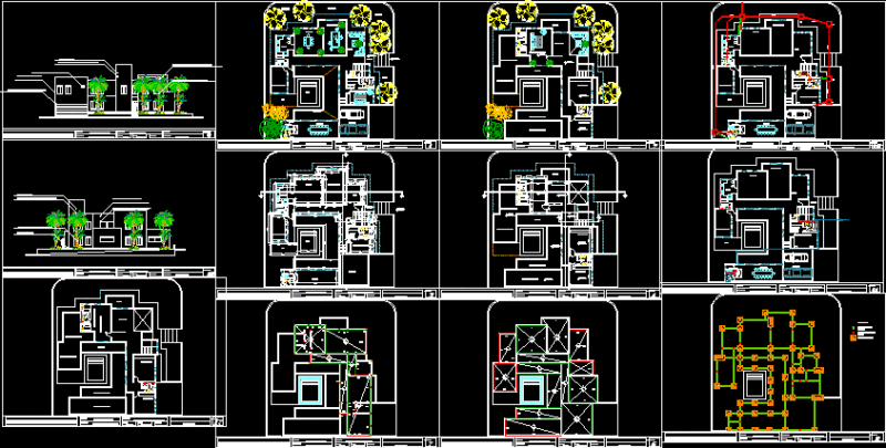 Single Family Home DWG Section for AutoCAD