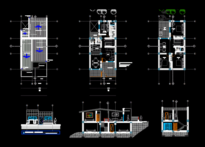 Single Family Home DWG Section for AutoCAD