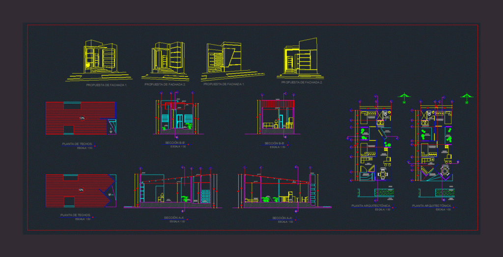 Single Family Home DWG Section for AutoCAD