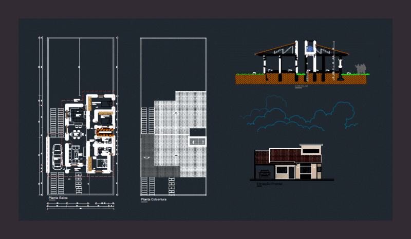Single Family House 105m² DWG Block for AutoCAD