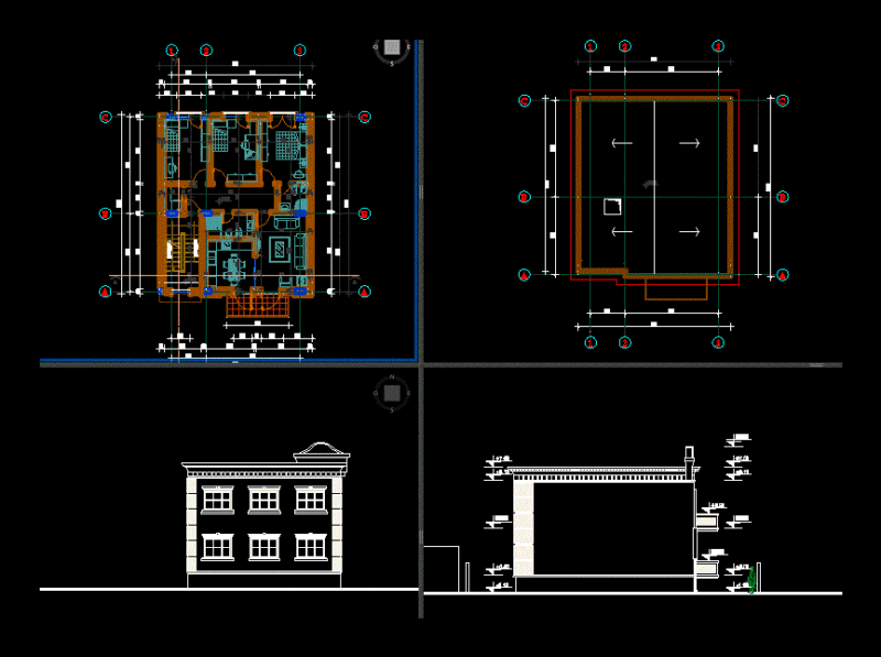 Single House Two Plants DWG Block for AutoCAD