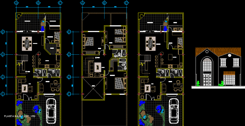 Single Housing DWG Section for AutoCAD