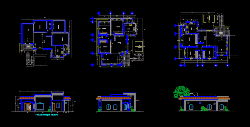 Single Level Home DWG Section for AutoCAD