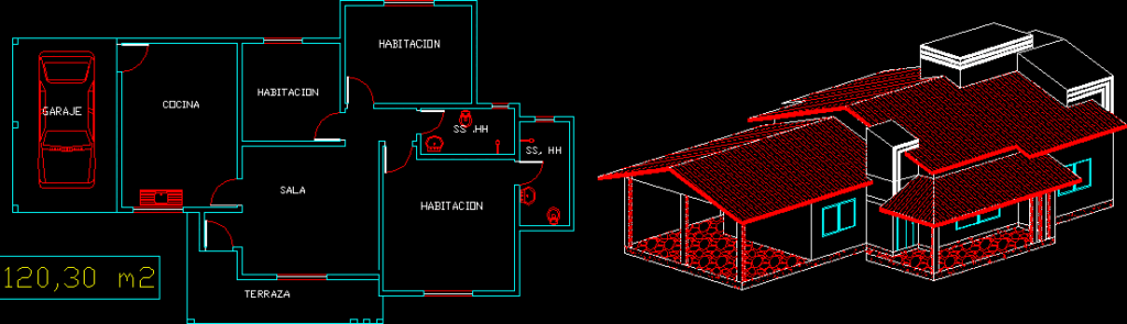Small Country House DWG Block for AutoCAD