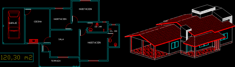 Small Country House DWG Block for AutoCAD