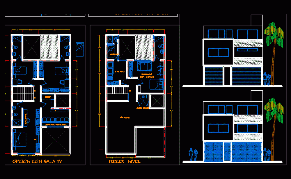 Small House 3 Bedrooms DWG Model for AutoCAD • Designs CAD