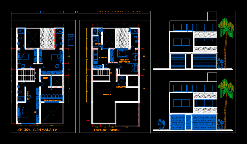 Small House 3 Bedrooms DWG Model for AutoCAD