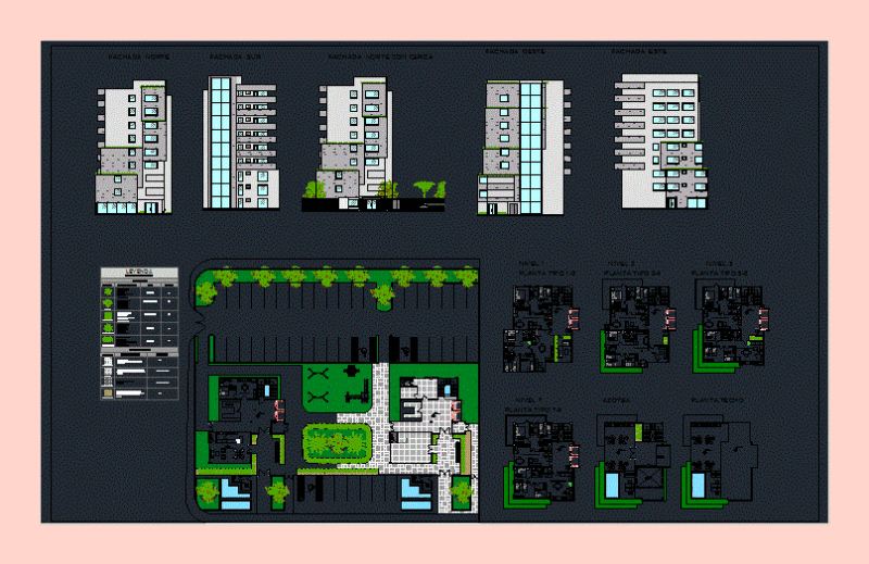 Social Housing Set DWG Block for AutoCAD