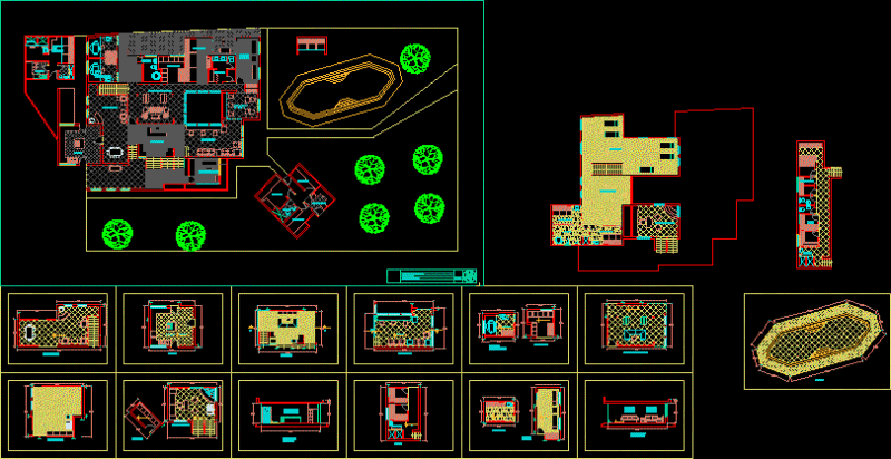 Luxurious Spa With Swimming Pool 2D DWG Design Plan for AutoCAD