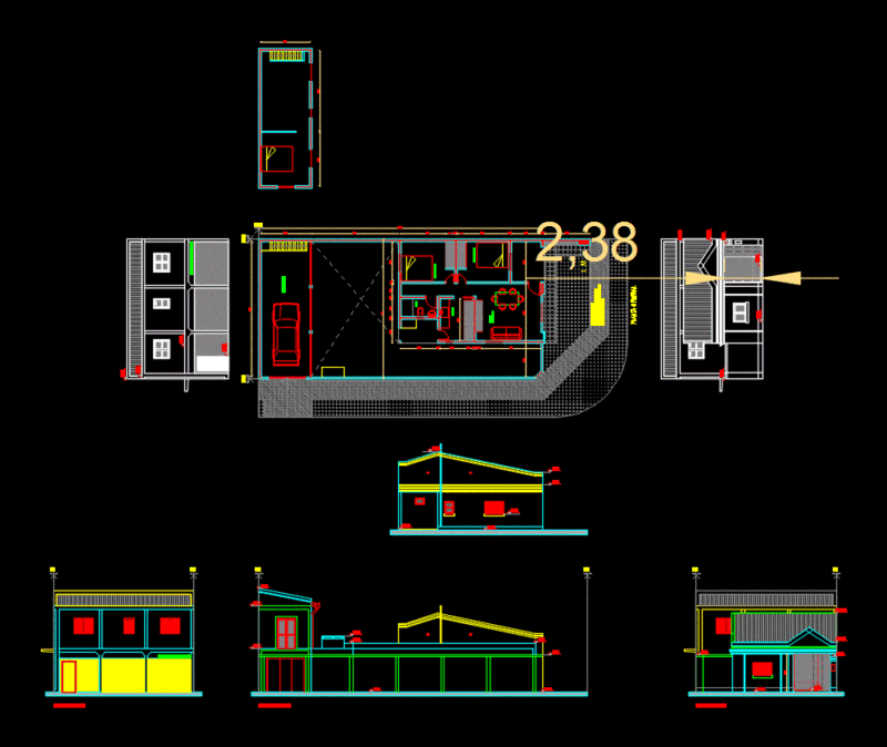 Spare Detached House DWG Block for AutoCAD