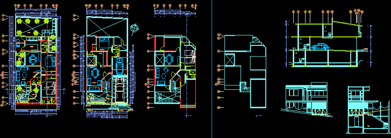 Split Level House DWG Section for AutoCAD