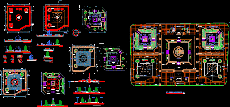 Square – Park DWG Detail for AutoCAD