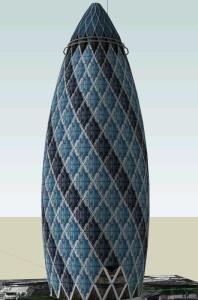 St Mary Axe (Gherkin); London 3D SKP Model for SketchUp