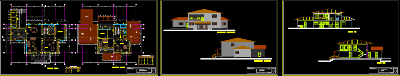 Summer House, 2 Levels DWG Block for AutoCAD