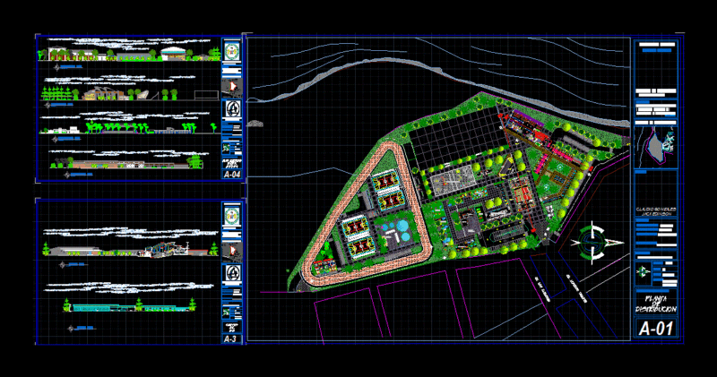 Sustainable Tourist Recreation Center 2D DWG Design Section for AutoCAD