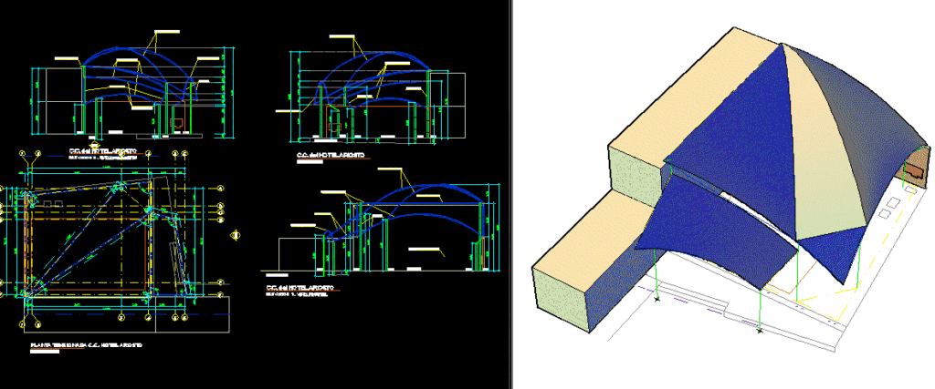 Tensioned Structure DWG Block for AutoCAD