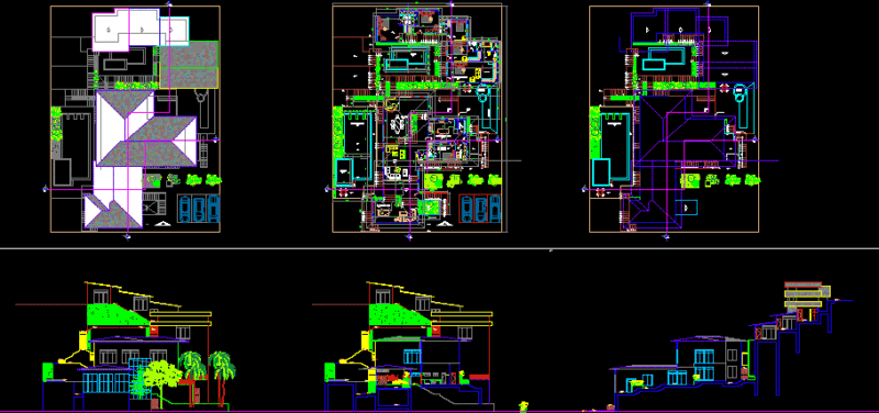 Terraced Housing DWG Block for AutoCAD