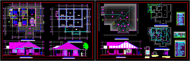 Three Bedrooms House DWG Section for AutoCAD