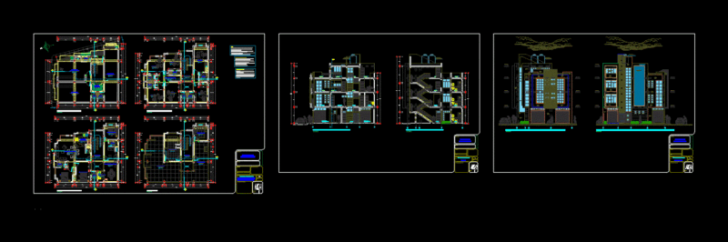 Three Floors House DWG Plan for AutoCAD