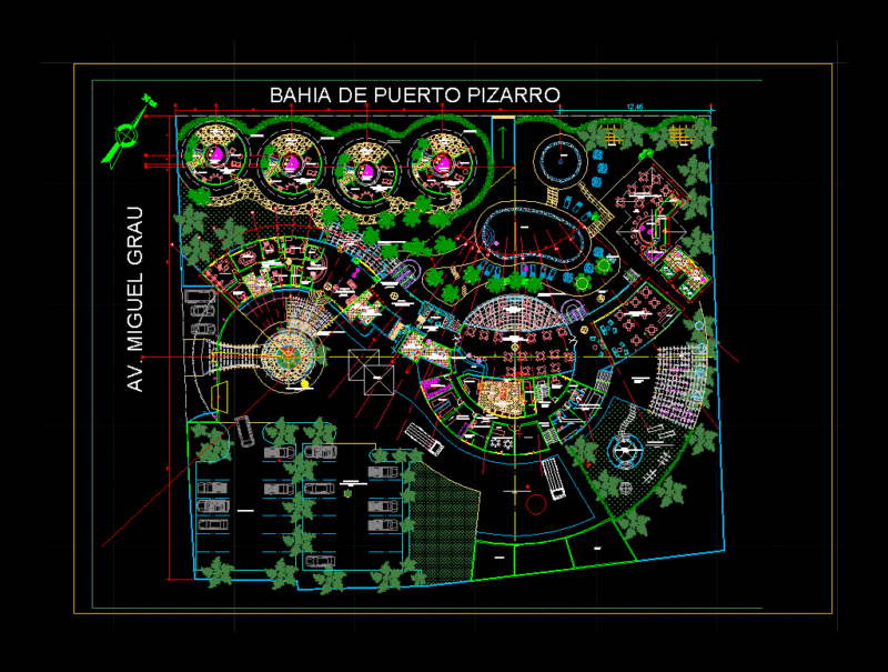Beach Resort with Restaurant 2D DWG Design Plan for AutoCAD