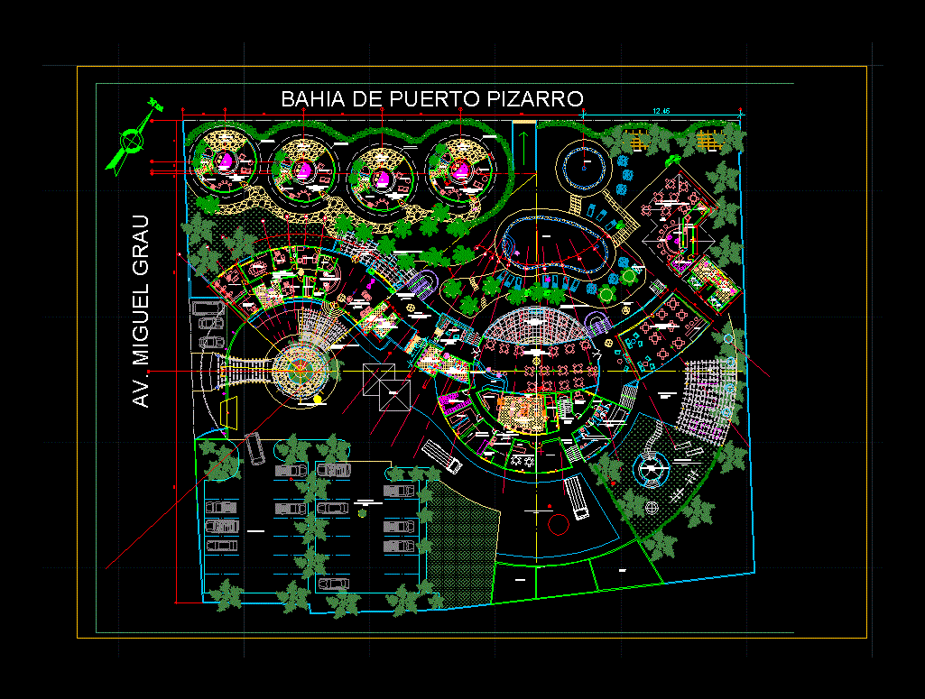 beach resort with restaurant 2d dwg design plan for