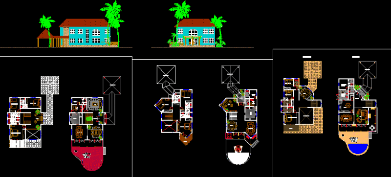 Tourist House 2D DWG Design Elevation for AutoCAD