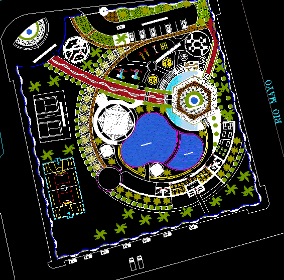 Tourist Resort With Simming Pools 2D DWG Design Block for AutoCAD