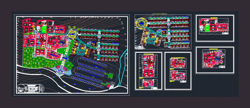 Tourist Spa With Thermal Pool And Parking 2D DWG Design Plan for AutoCAD