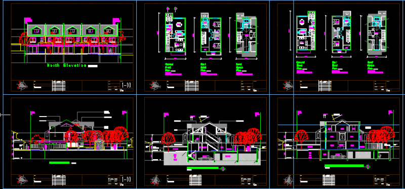 Town Houses DWG Plan for AutoCAD