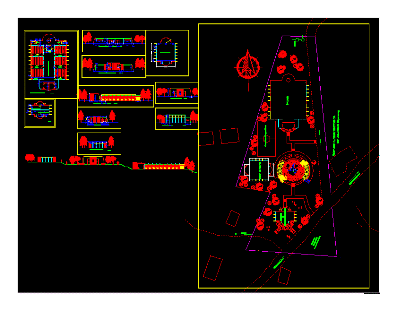 Educational Tourist Center 2D DWG Design Elevation for AutoCAD